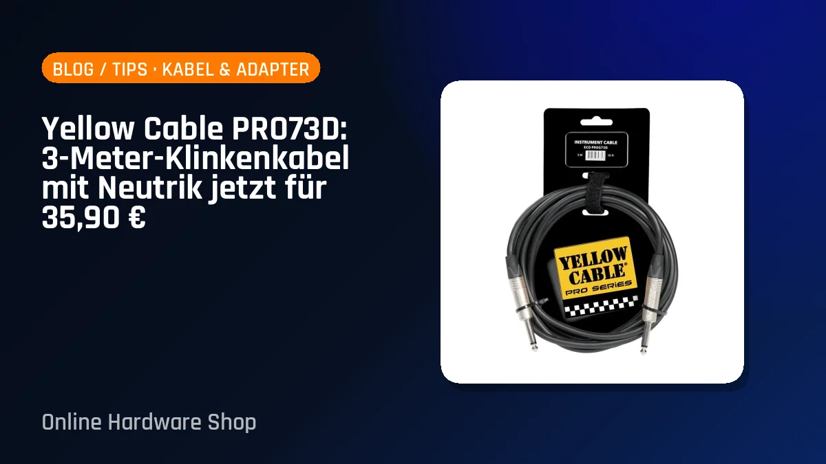 Yellow Cable PRO73D: 3-Meter-Klinkenkabel mit Neutrik jetzt für 35,90 €